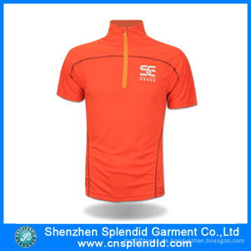 Ropa Guangdong manga corta naranja respirable Dri Fit Cycling Jersey